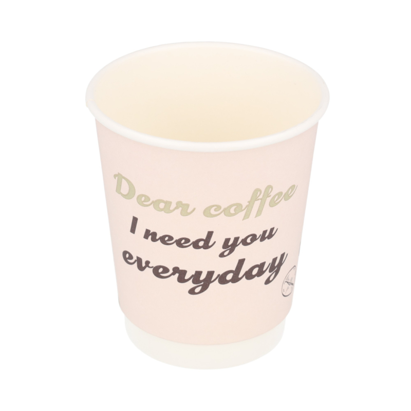 Dvisienis popierinis puodelis All i need is coffee, 8oz | 230ml, 500 vnt/dėž