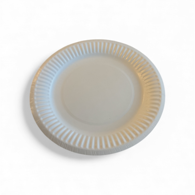 Balta popierinė lėkštė, 180mm, 190gsm, 1000 vnt/dėž