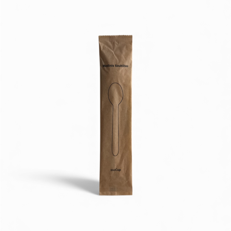 Medinis šaukštas, individualiai supakuotas, 16cm, 500 vnt/dėž