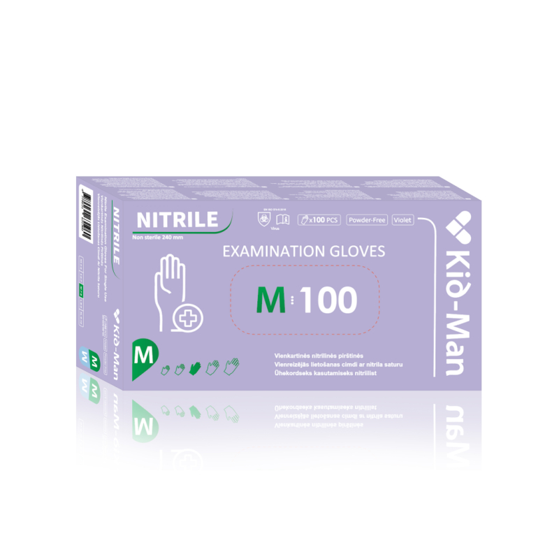 Vienkartinės nitrilinės pirštinės M, violetinės, 100 vnt/pak