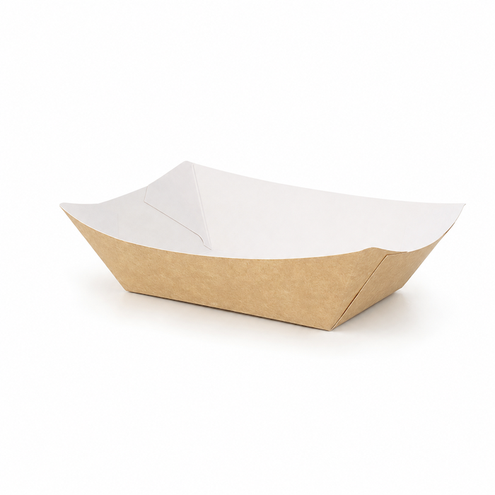 Laivelio formos kraft lėkštutė, 138x85mm, 500 vnt/dėž