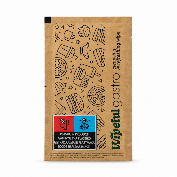 Drėgnos servetėlės WIPEFUL Gastro Kraft, 6x10cm, 1000 vnt/dėž