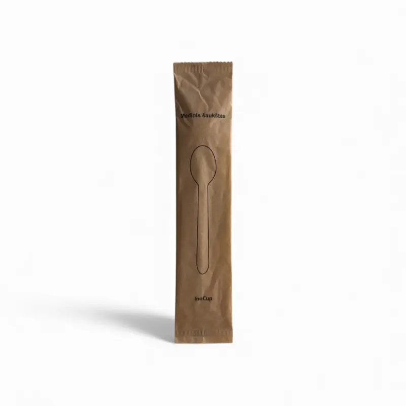 Medinis šaukštas, individualiai supakuotas, 16cm, 500 vnt/dėž