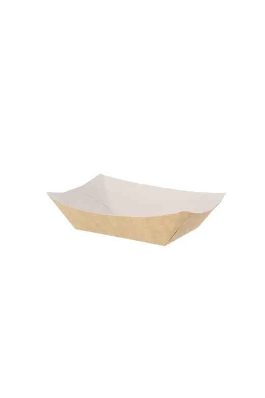 Laivelio formos popierinė kraft lėkštutė maistui, 200x120mm, 500 vnt/dėž